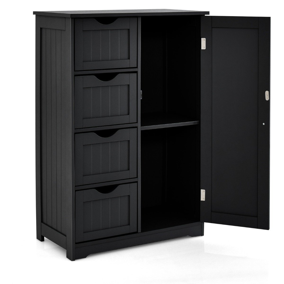 badschrank-jv10995dk_1_ Kompaktiška vonios spintelė su 4 stalčiais (Juoda)