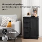 Kompaktiška vonios spintelė su 4 stalčiais (Juoda)