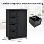 Kompaktiška vonios spintelė su 4 stalčiais (Juoda)