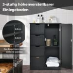 Kompaktiška vonios spintelė su 4 stalčiais (Juoda)