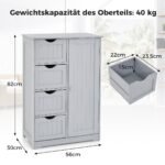 Kompaktiška vonios spintelė su keturiais stalčiais ir šonine spintele (Pilka)