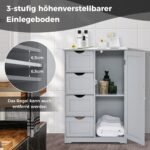 Kompaktiška vonios spintelė su keturiais stalčiais ir šonine spintele (Pilka)