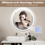 Vonios veidrodis su laikrodžiu apsaugos nuo rasojimo funkcija ir LED apšvietimu (Sidabrinė)