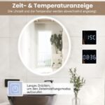 Vonios veidrodis su laikrodžiu apsaugos nuo rasojimo funkcija ir LED apšvietimu (Sidabrinė)