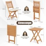 Sulankstomas lauko baldų komplektas: akacijos medienos staliukas ir dvi kėdės su pagalvėlėmis (Kremas)