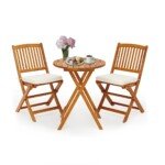 3 dalių akacijos medienos sulankstomas lauko baldų komplektas (Smėlio)