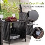 5 dalių lauko baldų komplektas iš PE rotango su minkštomis pagalvėmis (Smėlio)