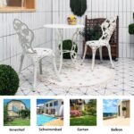 3 dalių aliuminio ir ketaus lauko baldų komplektas (Balta)