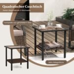 Sodo supamųjų kėdžių ir staliuko komplektas su pagalvėmis (Ruda)