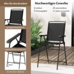 Lauko baro baldų komplektas su 2 sulankstomomis kėdėmis ir skėčio anga (Juoda)