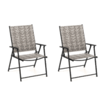 Sulankstomos sodo kėdės su porankiais 2 vienetai (Juoda)