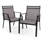 Lauko kėdžių komplektas (2 vnt.) su greitai džiūstančiu audiniu ir metaliniu rėmu (Pilka)