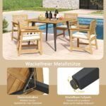 Kvadratinis akacijos medienos lauko stalas 4 asmenims (Natūrali)