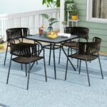 Lauko ir vidaus stalas su DPC stalviršiu ir skėčio anga (Pilka)