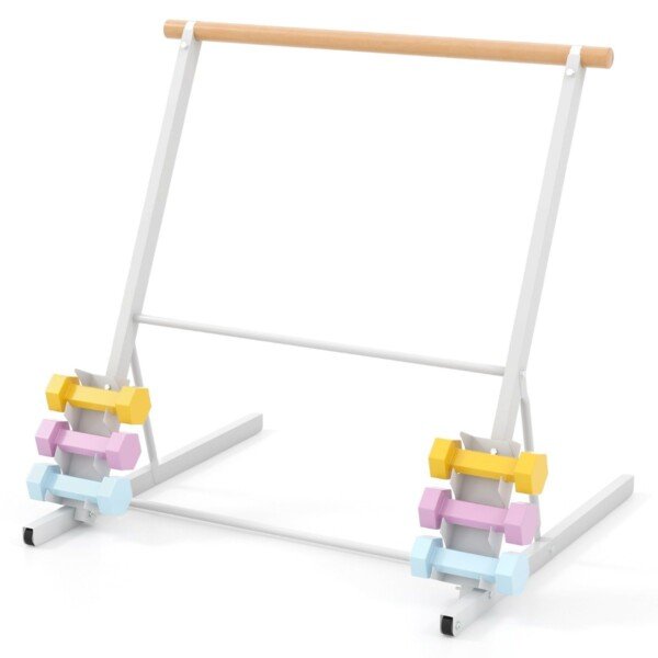 Laisvai pastatoma baleto treniruočių štanga su svarmenų laikikliais (Balta)