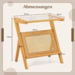 Stalas prie sofos su ratano laikikliu ir stikliniu stalviršiu (Natūrali)