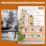 5 pakopų bambukinis gėlių stovas su 12 lentynų (Natūrali)