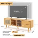 TV spintelė su 2 stalčiais ir reguliuojamomis lentynomis 140 cm (Natūrali)