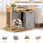 Bambukinė skalbinių dėžė su pertvaromis (Pilka)