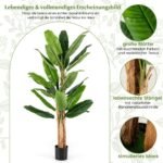 Dirbtinė bananų palmė 27 lapai 195 cm (Žalia)