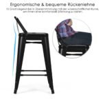 Baro kėdžių komplektas (4 vnt.) metalinės sukraunamos 60 cm sėdimosios dalies aukštis (Juoda)