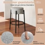 Aukštas apmuštas baro kėdiklis su atrama kojoms (Pilka)