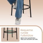 Aukštas apmuštas baro kėdiklis su atrama kojoms (Pilka)