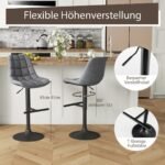 Reguliuojamo aukščio ir pasukamos baro kėdės komplektas (Pilka)