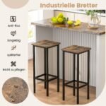 Aukštų virtuvinių kėdžių komplektas su atrama kojoms 4 vnt (Ruda)