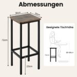 Aukštų virtuvinių kėdžių komplektas su atrama kojoms 4 vnt (Ruda)