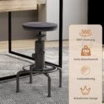 Reguliuojamo aukščio medinė ir metalinė baro kėdė (Pilka)