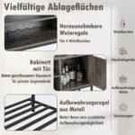 Kavos staliukas su vyno laikikliu ir spintele (Pilka)