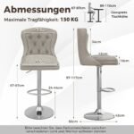 Reguliuojamo aukščio baro kėdžių komplektas (2 vnt.) (Pilka)