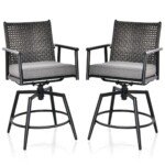 Baro kėdžių komplektas su paminkštintu atlošu (Juoda)