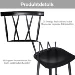 Moderni metalinė baro kėdė su atlošu (Juoda)