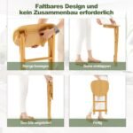 Sulankstomas bambukinis baro taburečių komplektas su atrama kojoms 61 cm (Natūrali)