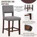 Aukštos baro kėdės su paminkštinta sėdyne ir atrama nugarai (Pilka)