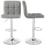 Reguliuojamo aukščio ir pasukamų baro kėdžių komplektas (Pilka)