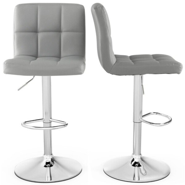 Reguliuojamo aukščio ir pasukamų baro kėdžių komplektas (Pilka)