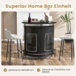 Baro stalas su keturių pakopų daiktadėže ir kojų atrama (Juoda)