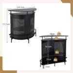 Baro stalas su keturių pakopų daiktadėže ir kojų atrama (Juoda)