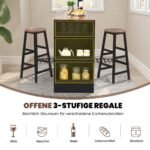 Baro stalas su 2 kėdėmis ir 3 pakopų lentyna 91 cm (Ruda)