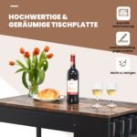 Baro stalas su 2 kėdėmis ir 3 pakopų lentyna 91 cm (Ruda)