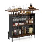 Baro stalas su daiktų laikymo vieta ir atrama kojoms (Ruda)