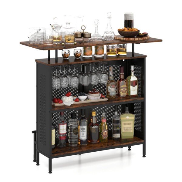 Baro stalas su daiktų laikymo vieta ir atrama kojoms (Ruda)