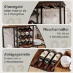 Trivietis virtuvės vežimėlis ratukais ir laikikliais (Ruda)