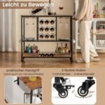 Trivietis virtuvės vežimėlis ratukais ir laikikliais (Ruda)