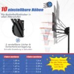 Reguliuojamo aukščio krepšinio stovas su ratukais (Juoda)