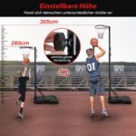 Nešiojamas krepšinio stovas reguliuojamas 260–305 cm aukščiu (Juoda)