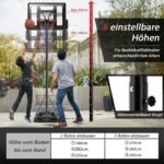 Reguliuojamo aukščio krepšinio stovas 180–305 cm su ratukais (Juoda)